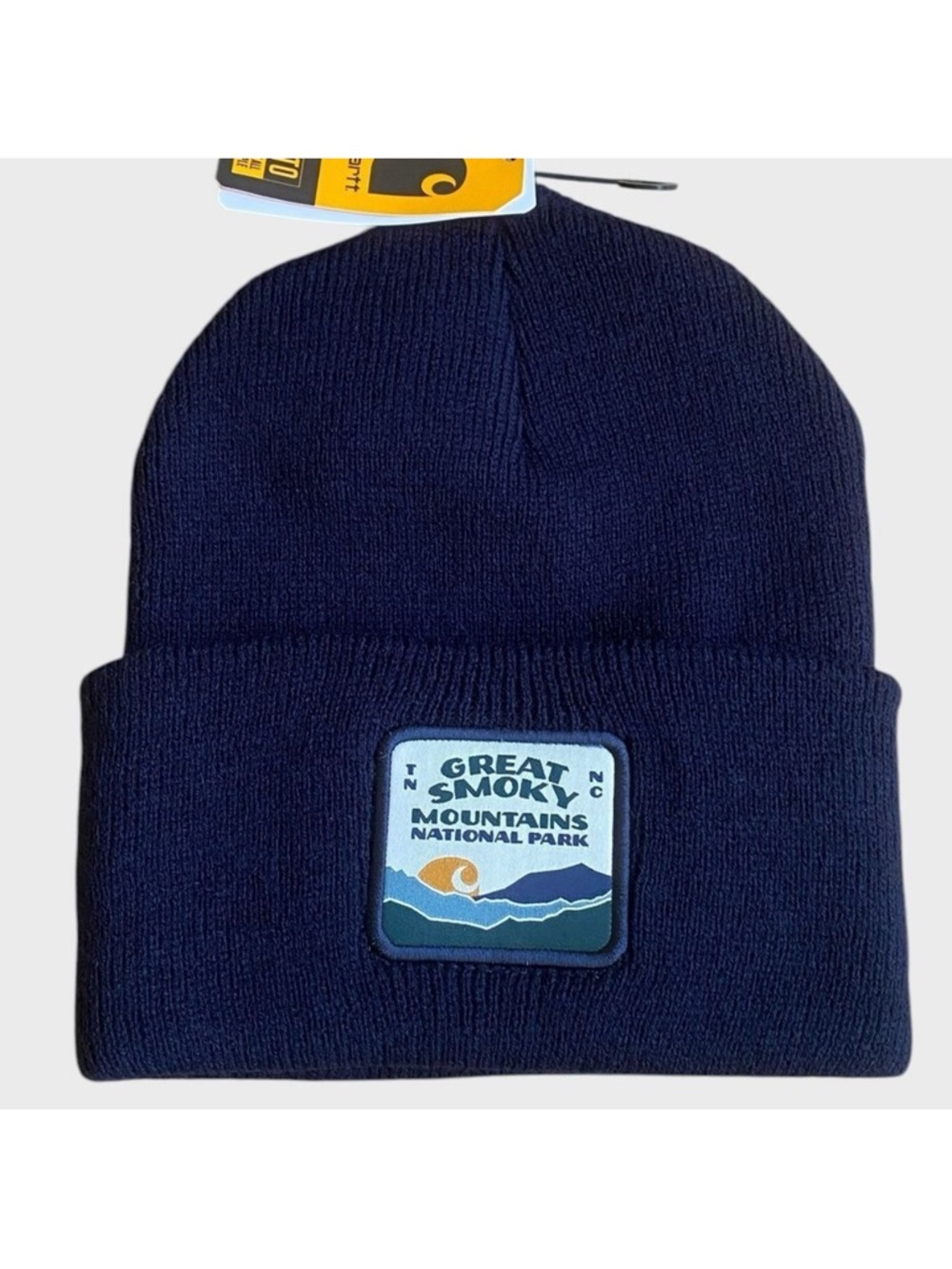 NWT Carhartt Knit Cuffed Smoky Mountain National Park Patch Beanie Navy Blue OS